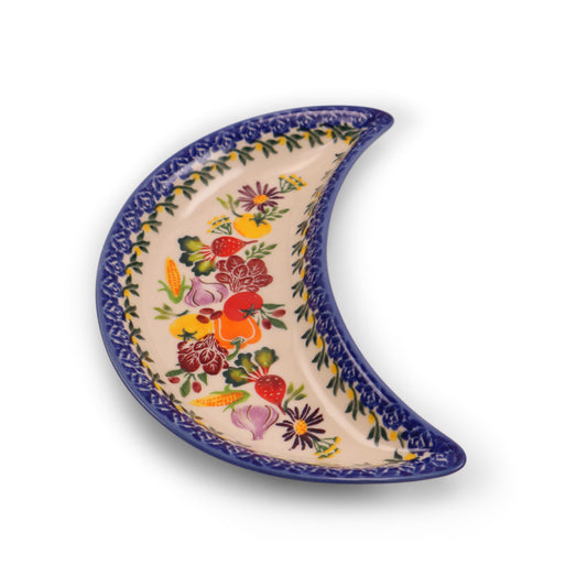 9"x4" Moon Plate. Pattern: Harvest Smoothy