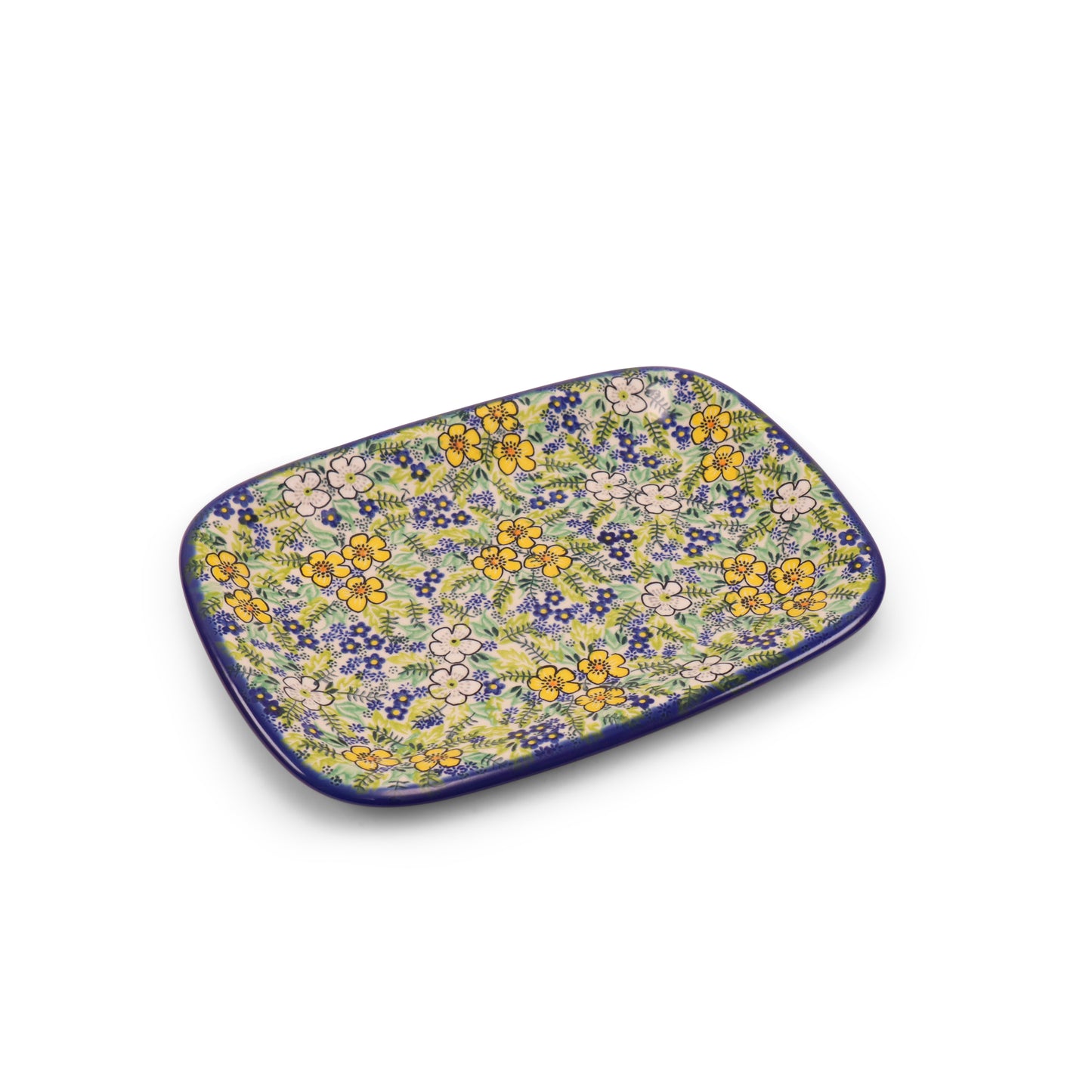 10"x13.5" Rectangular Platter. Pattern: Grazing Green