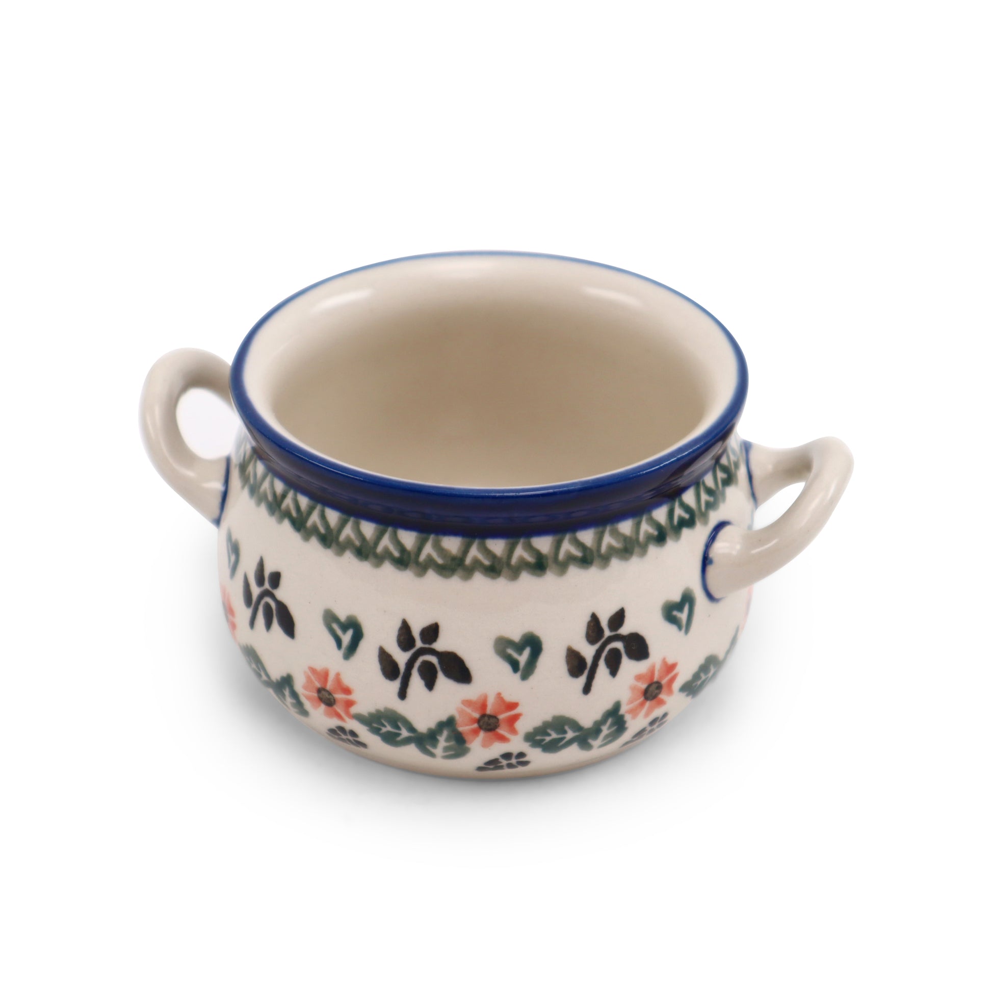 5.5"x2.5" Bouillon Bowl.Pattern: Green Heart