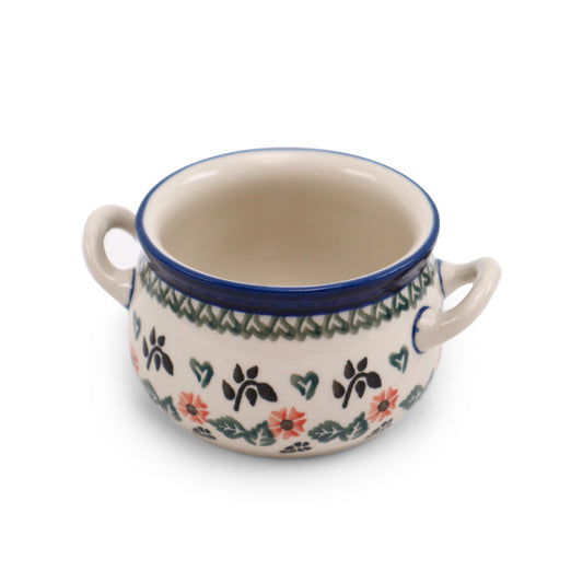 5.5"x2.5" Bouillon Bowl.Pattern: Green Heart