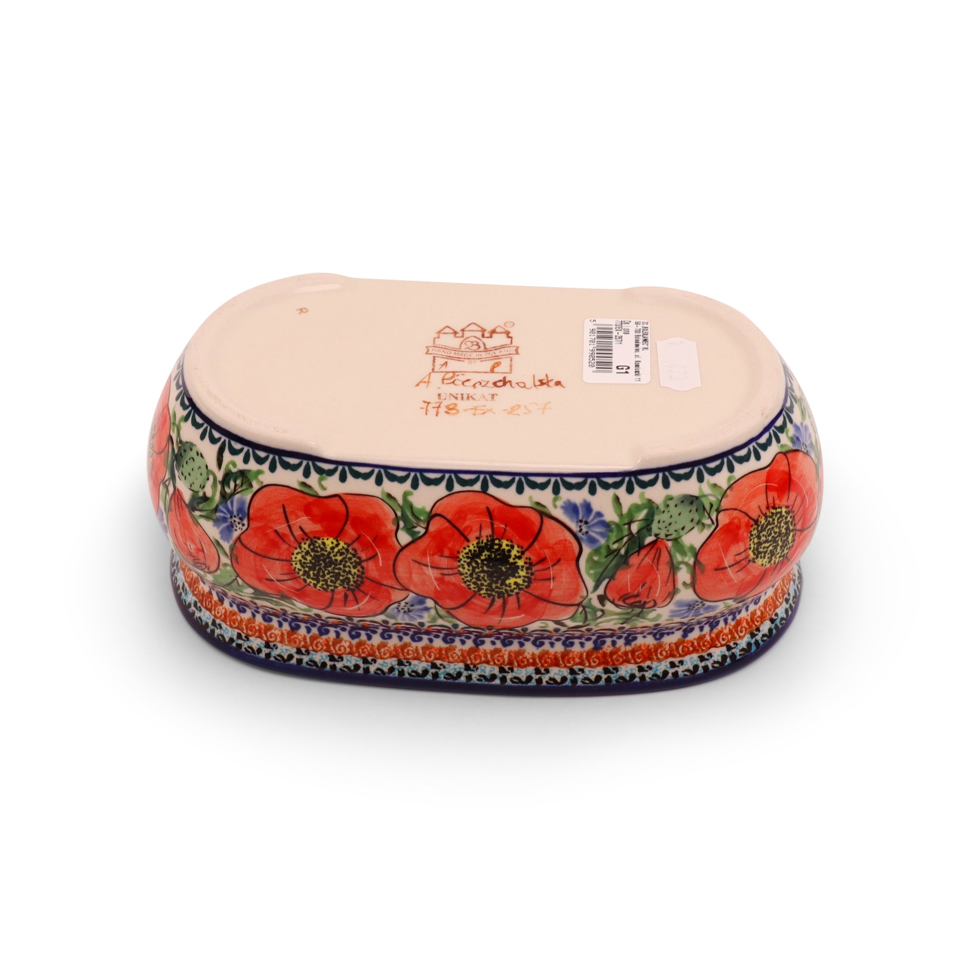 8"x4.5"x3" Flower Pot Cover. Pattern: Country Poppy Light