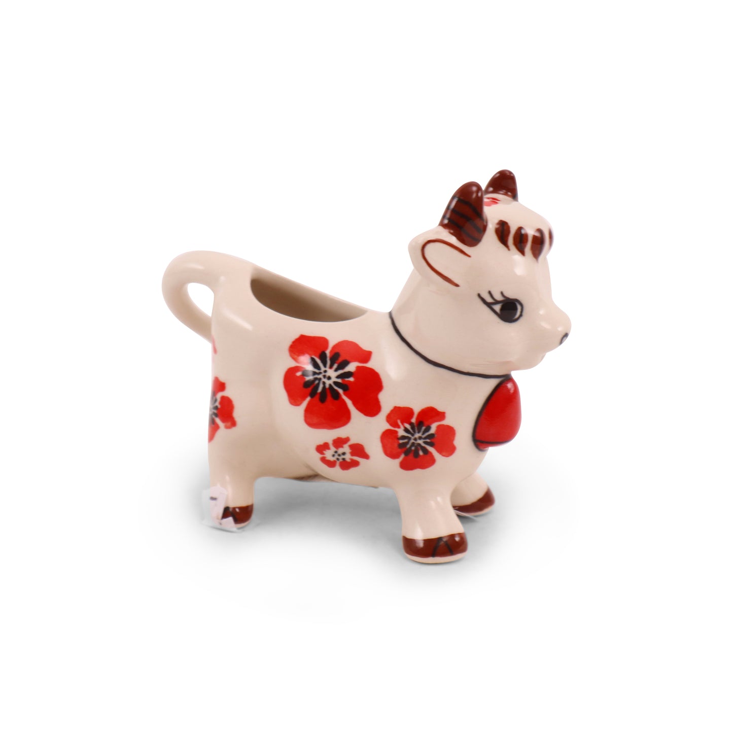 4.5"x2"x4" Cow Creamer. Pattern: Ruby Red