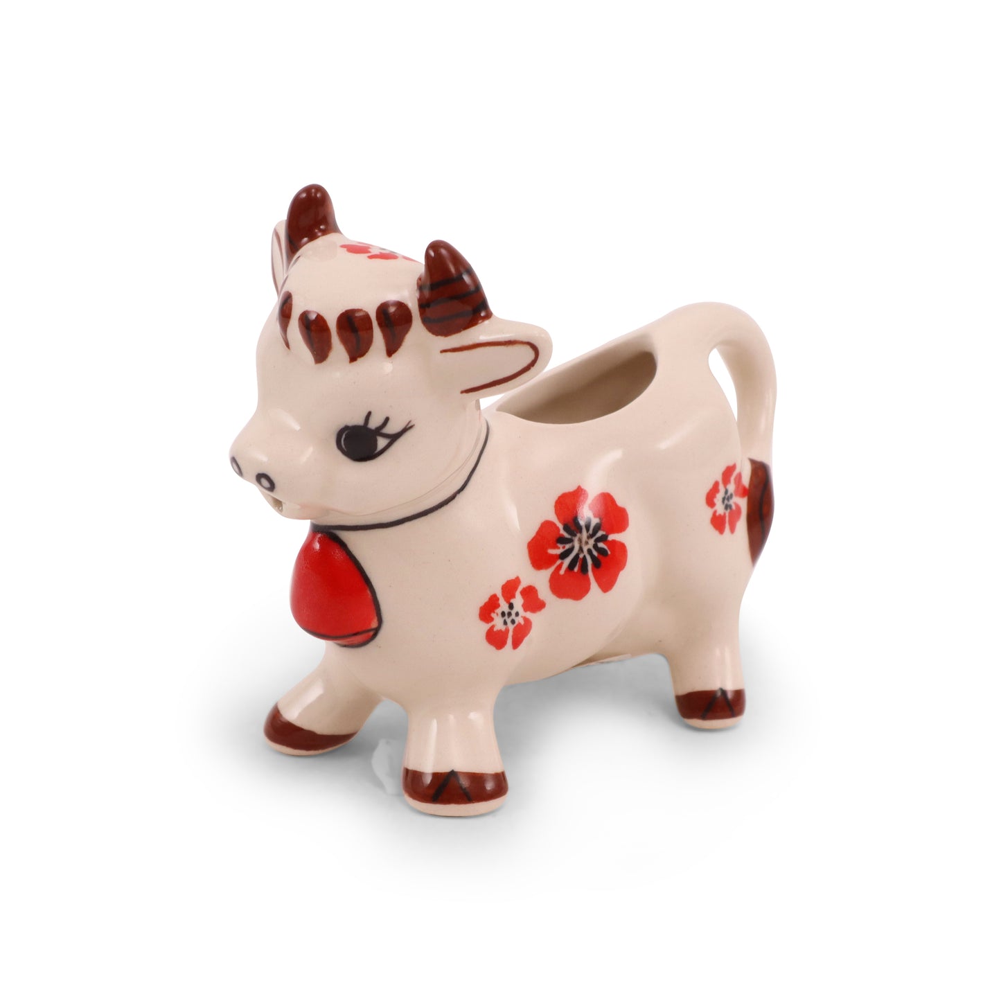 4.5"x2"x4" Cow Creamer. Pattern: Ruby Red