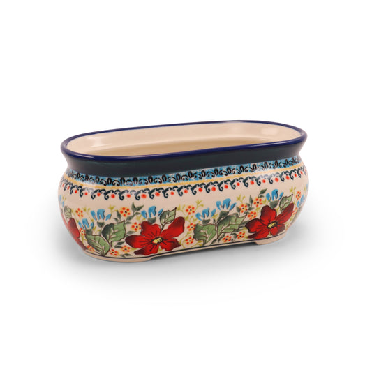8"x4.5"x3" Flower Pot Cover. Pattern: Pot Pourri Mint