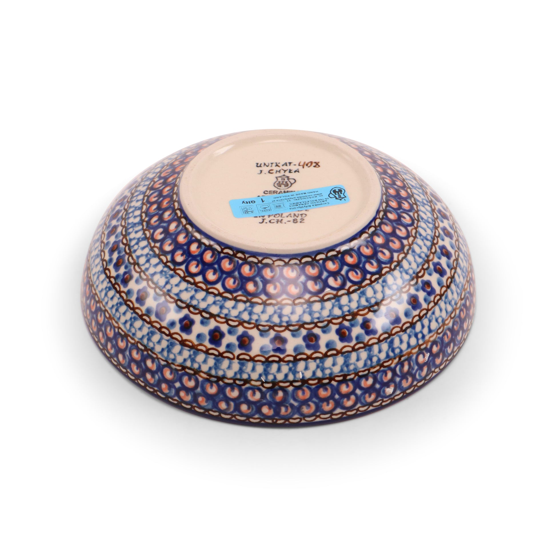 6.5"x2" Round Shallow Bowl.Pattern: Cobalt Chyla