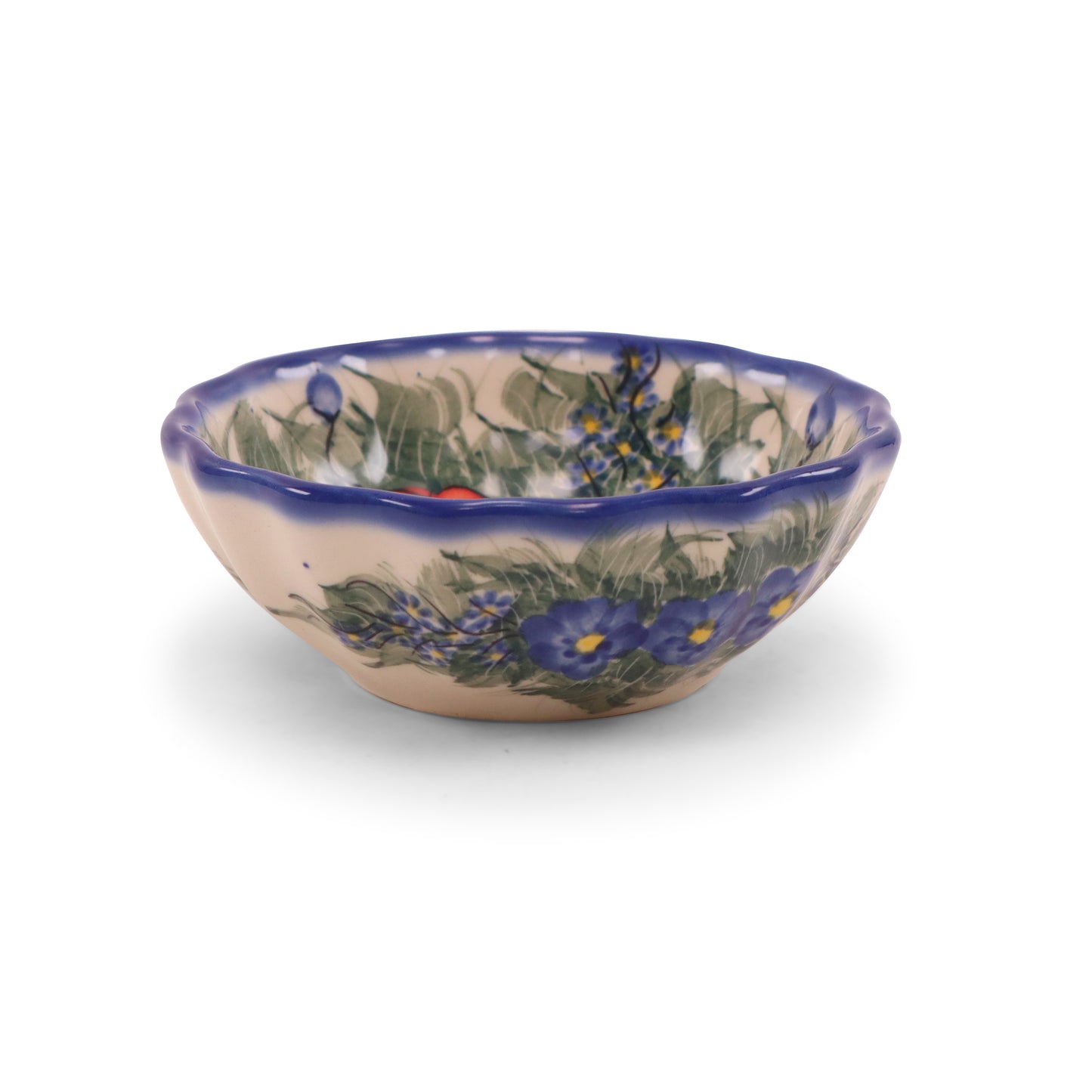 4.5" Round Scalloped Bowl. Pattern: Fresh Start