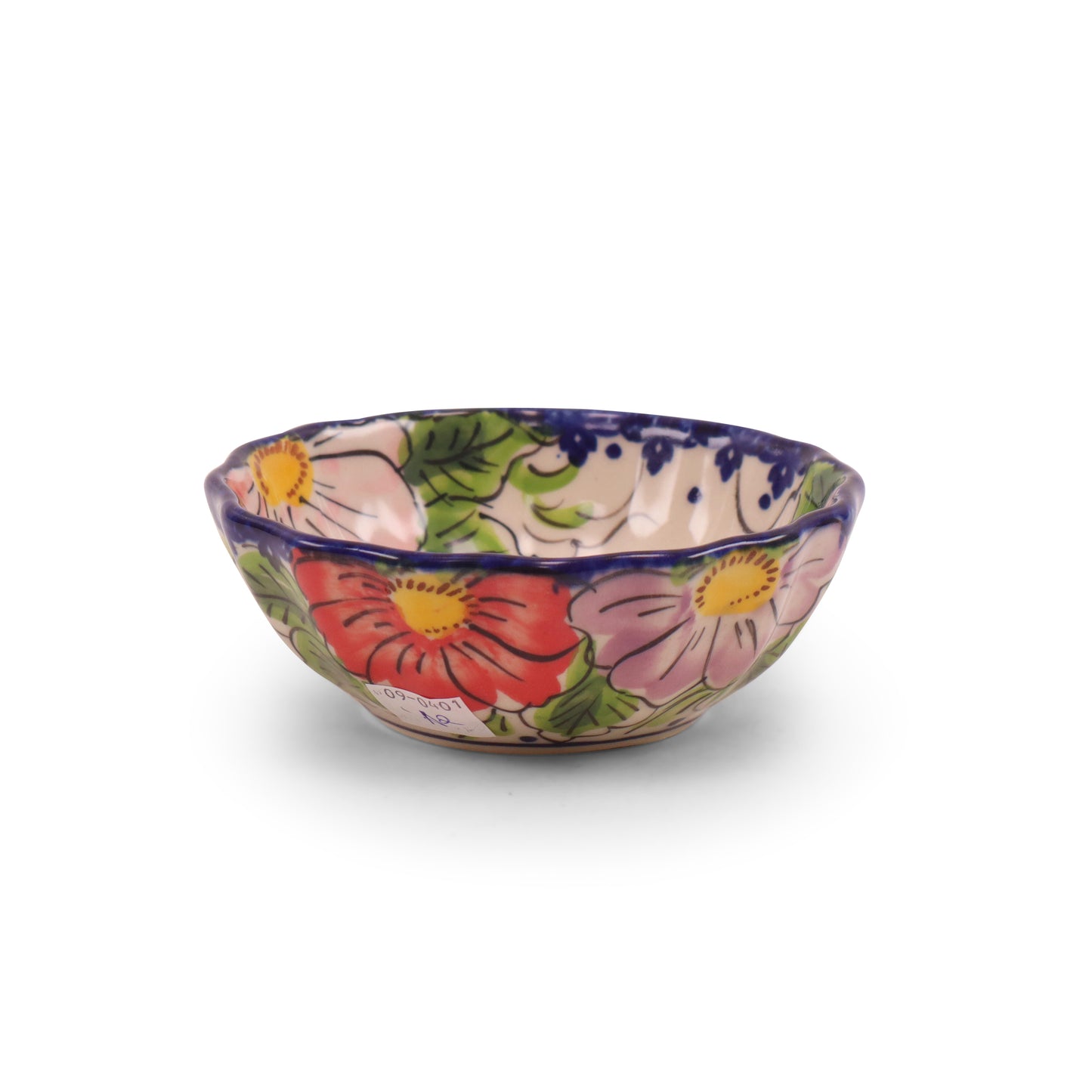 4.5" Round Scalloped Bowl. Pattern: First Blush