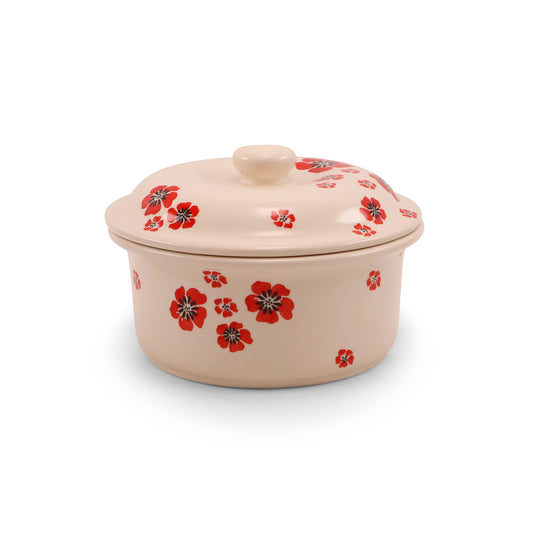 8"x5.5"x3" Tureen with Lid. Pattern: Ruby Red