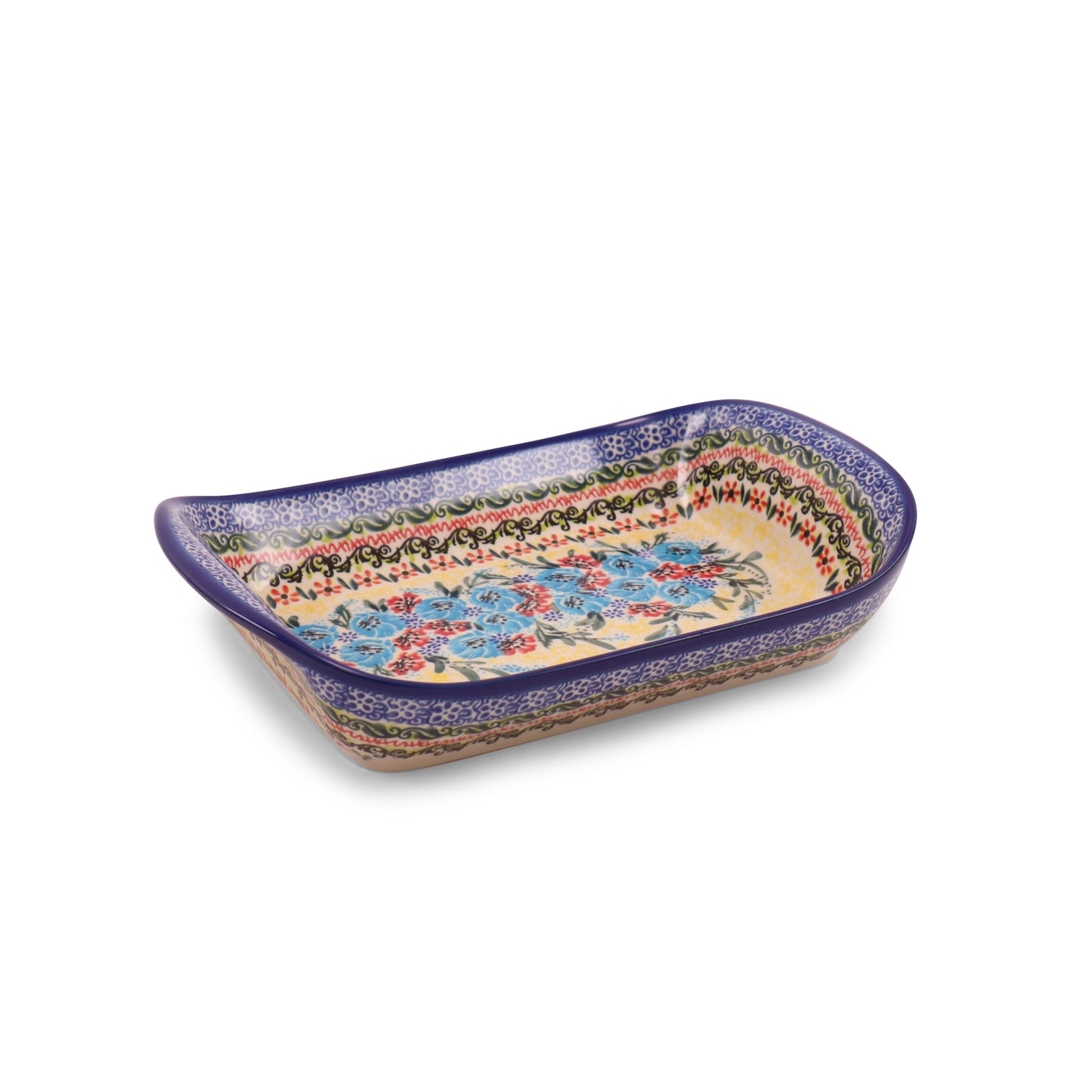 7"x11" Rectangular Tray With Handles. Pattern: Autumn Aqua