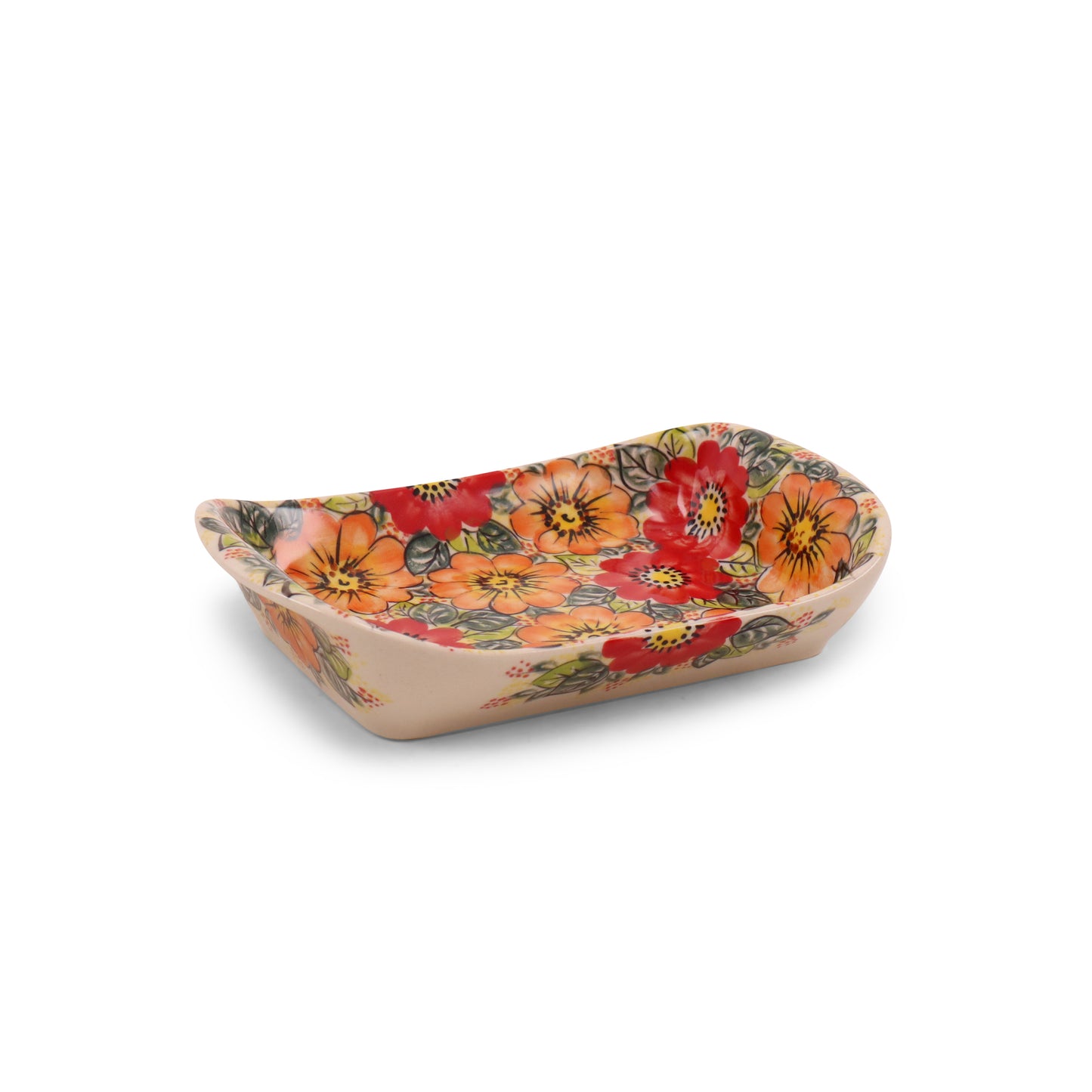 5"x7.5" Rectangular Tray with Handles. Pattern: Warm Embrace