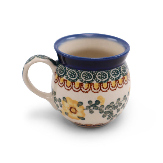 8oz Belly Mug.Pattern: Yellow Poppy