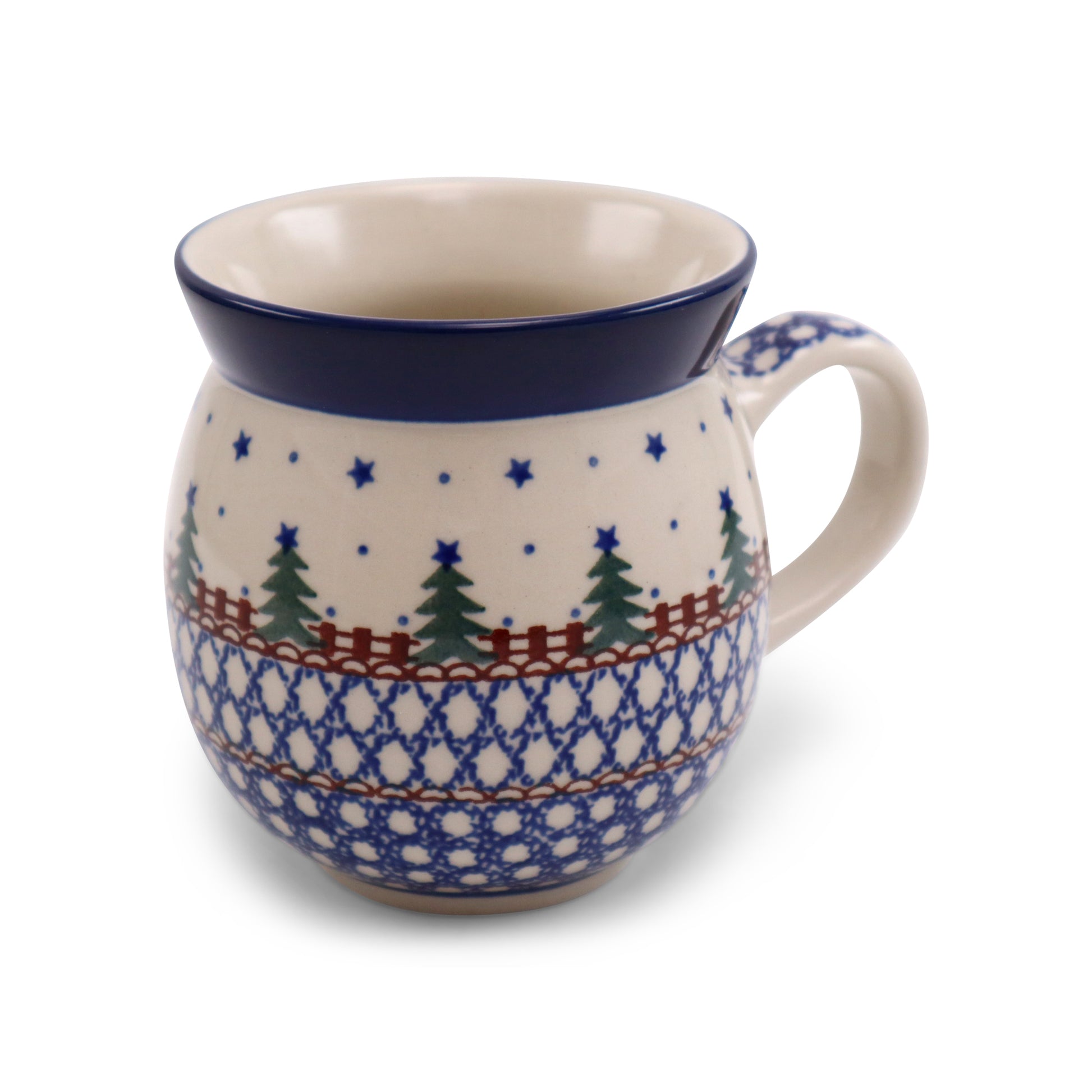 16oz Belly Mug.Pattern: Winter Day