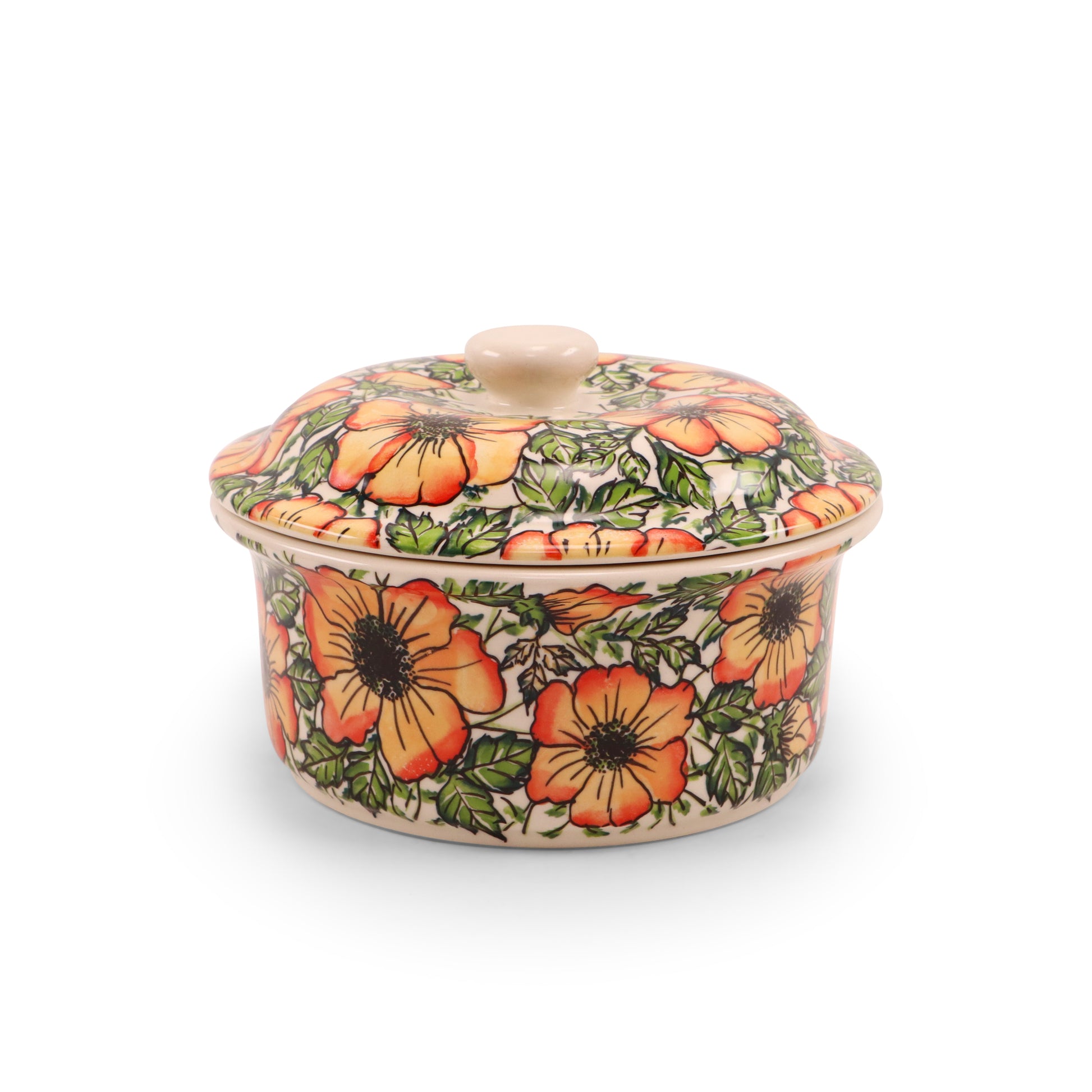 8"x5.5"x3" Tureen with Lid. Pattern: Floral Flame