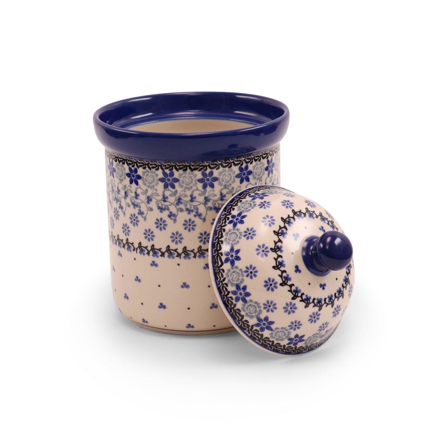 6"x6" Container with Lid.Pattern: Blue Licorice