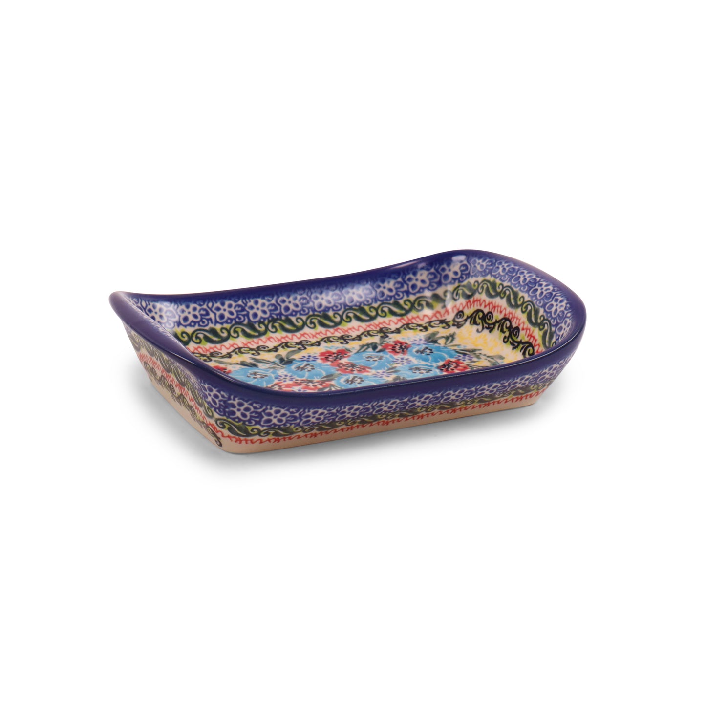 5"x7.5" Rectangular Tray with Handles. Pattern: Autumn Aqua