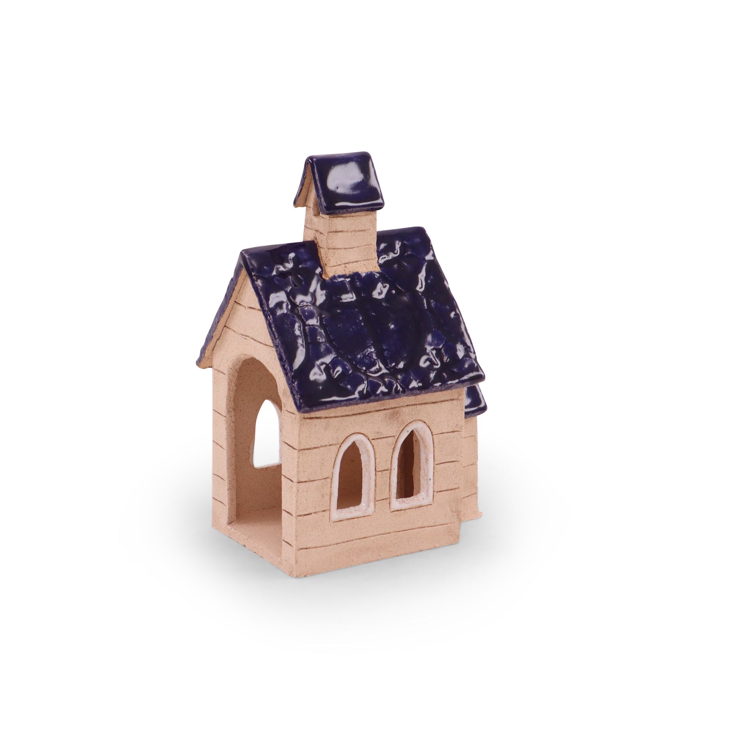 3"x4"x6" Chapel Luminary. Pattern: Blue Roof