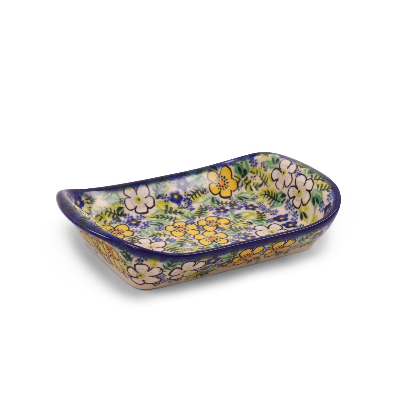 5"x7.5" Rectangular Tray with Handles. Pattern: Grazing Green