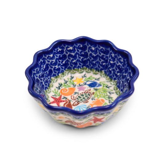 4"x2" Ruffled Ramekin.Pattern: Sea World