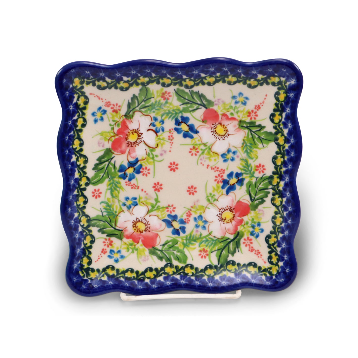 7"x7" Square Ruffle Plate.Pattern: Royal Poppy