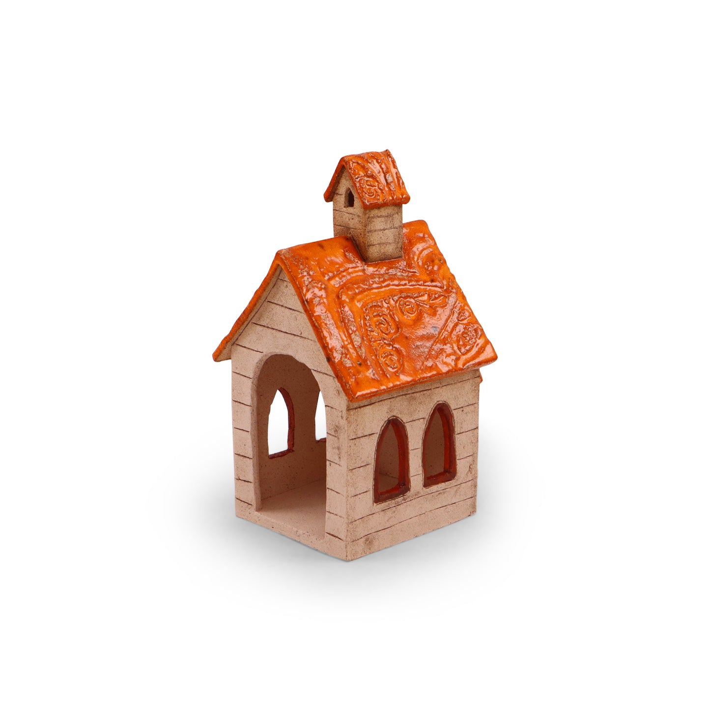 3"x4"x6" Chapel Luminary. Pattern: Orange Roof