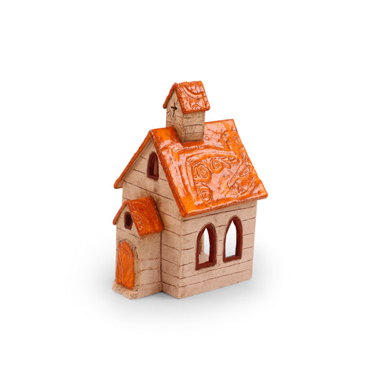 3"x4"x6" Chapel Luminary. Pattern: Orange Roof