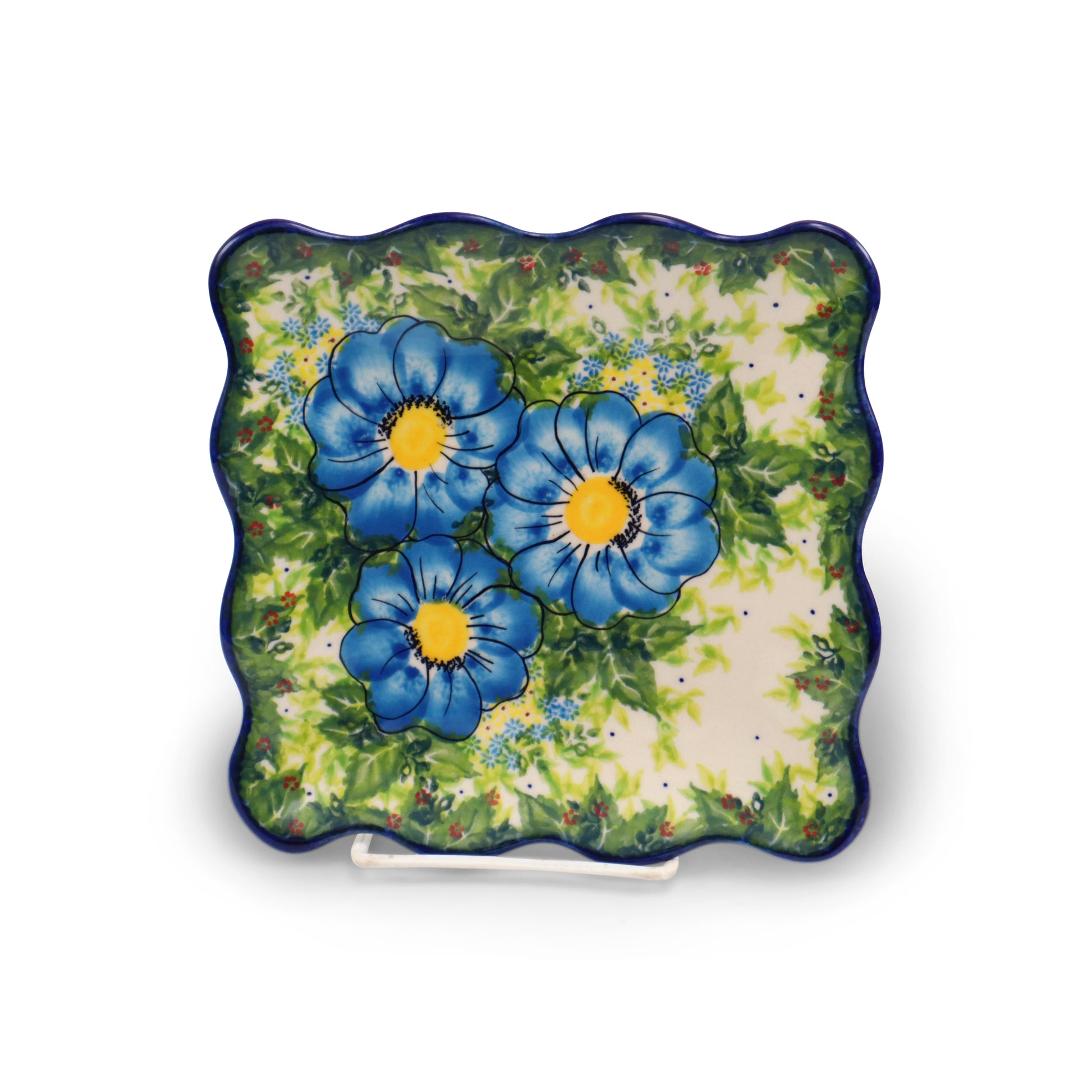 7"x7" Square Ruffle Plate.Pattern: Spring Vibe