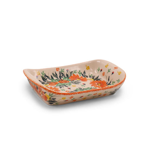 5"x7.5" Rectangular Tray with Handles. Pattern: Festive Fall