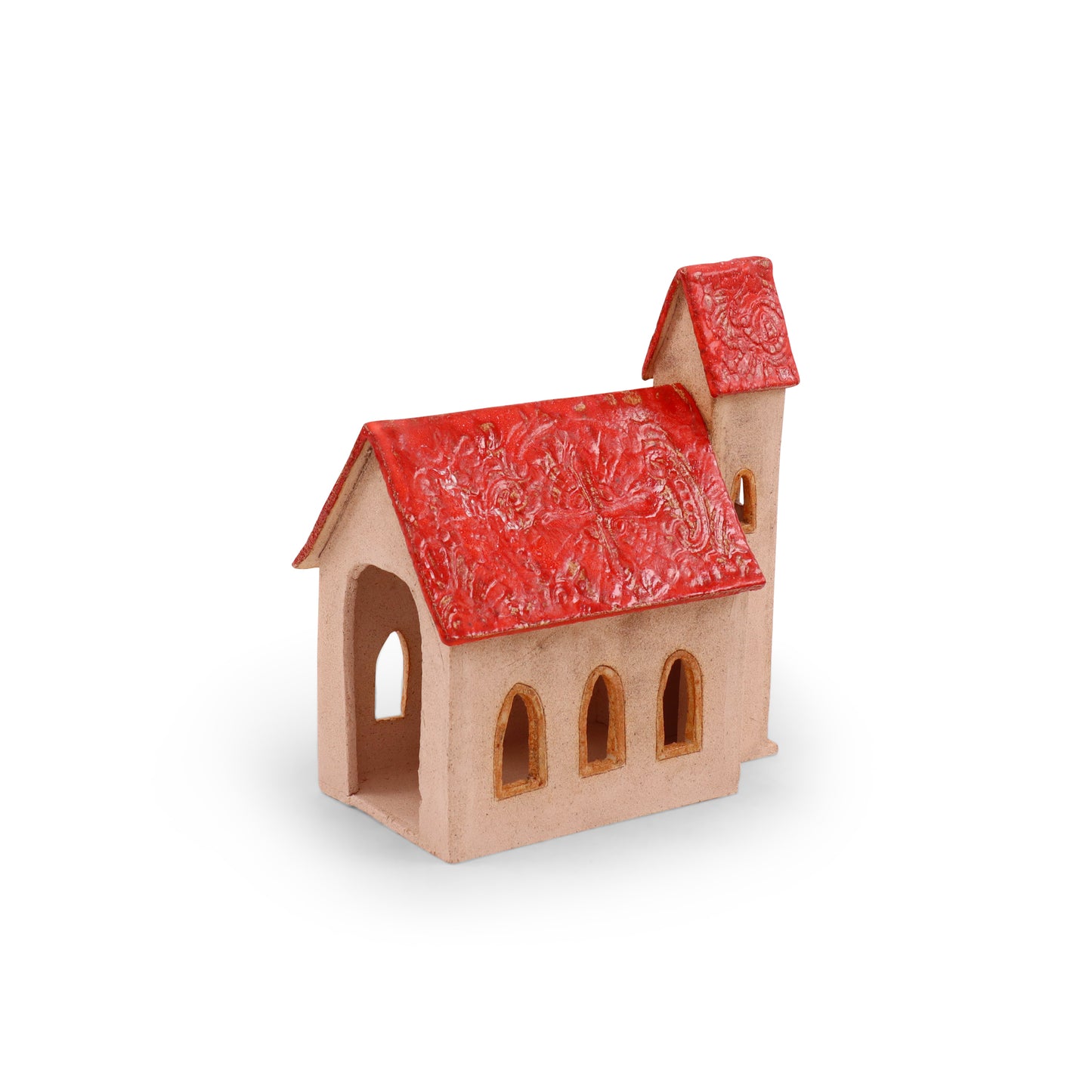 7"x4"x7.5" Cathedral Luminary. Pattern: Red Roof