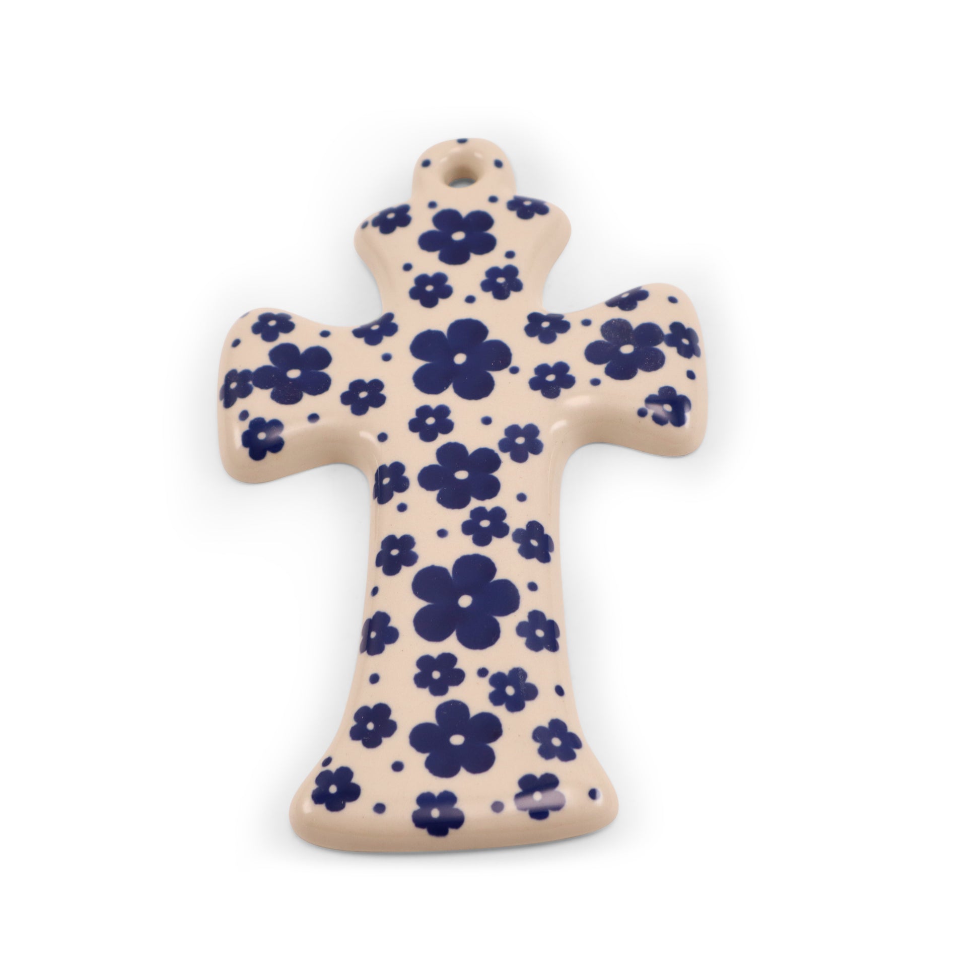 7.5"x4" Hanging Cross. Pattern: Forget Me Not