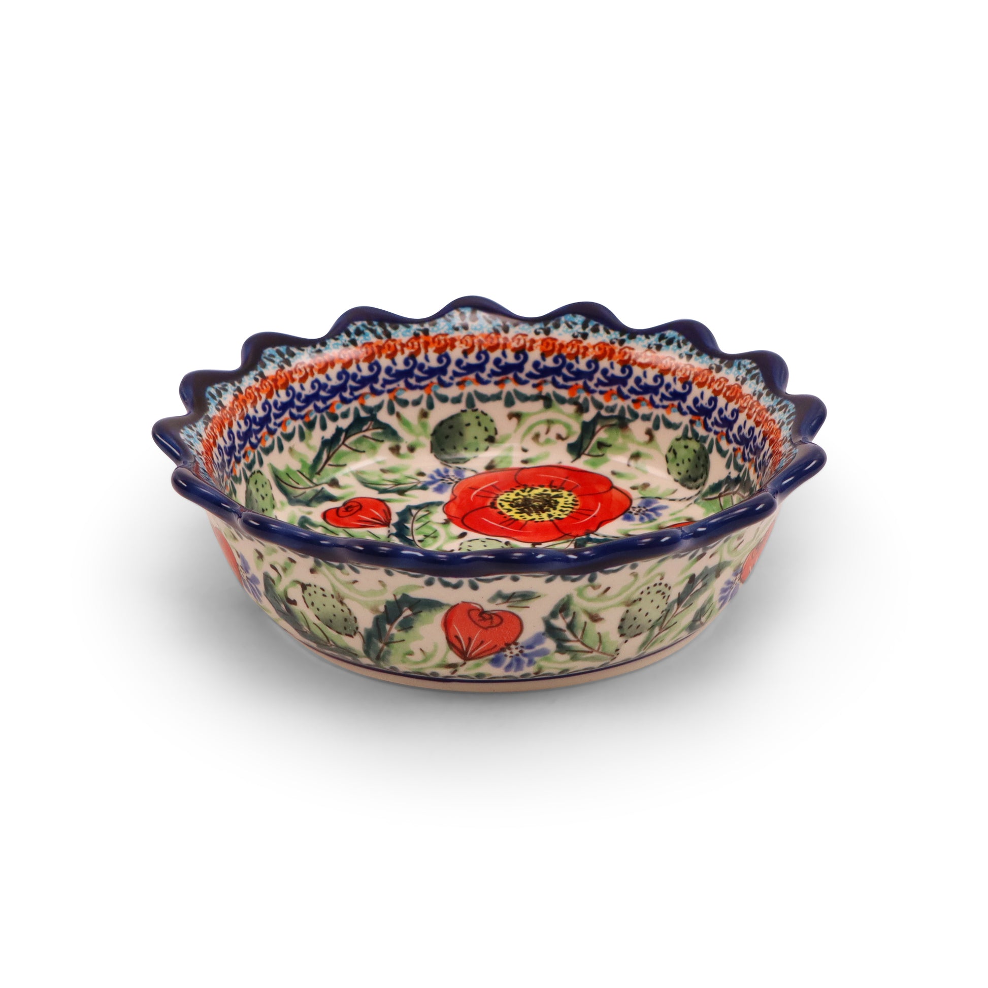 6"x2" Wavy Bowl. Pattern: Country Poppy