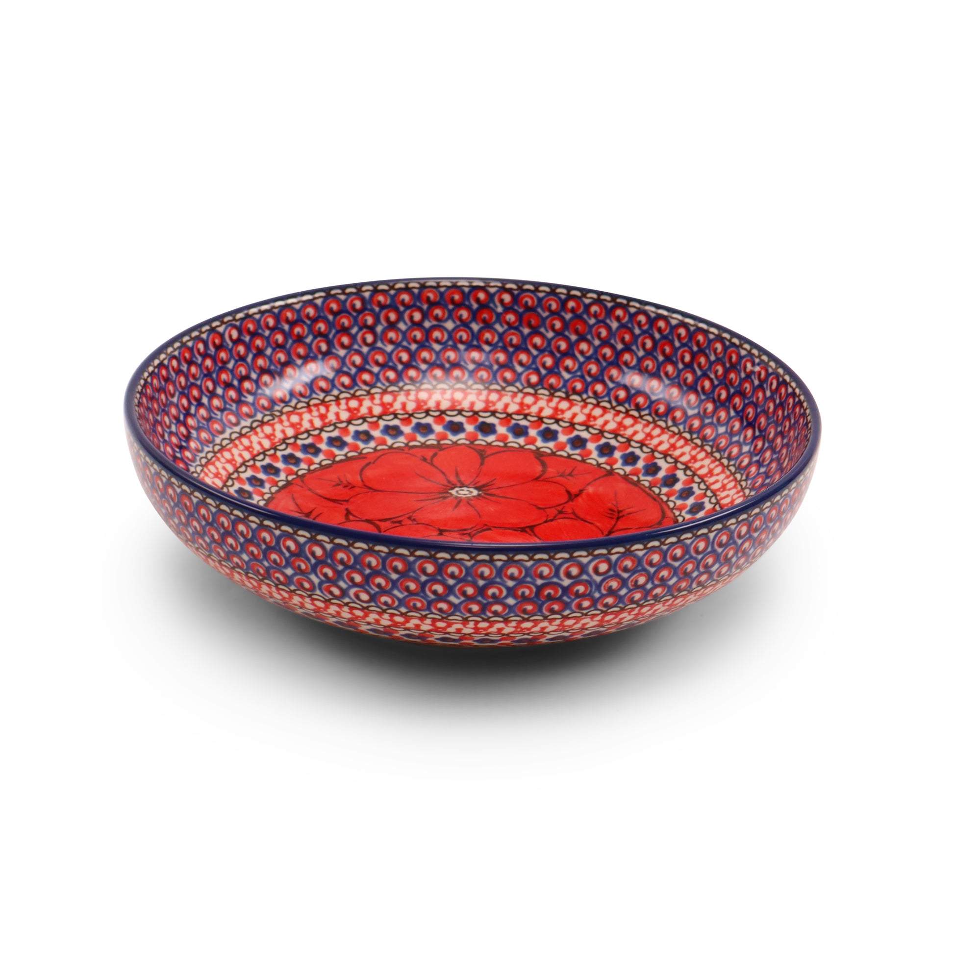 8.5"x2" Round Shallow Bowl.Pattern: Scarlet Poppy
