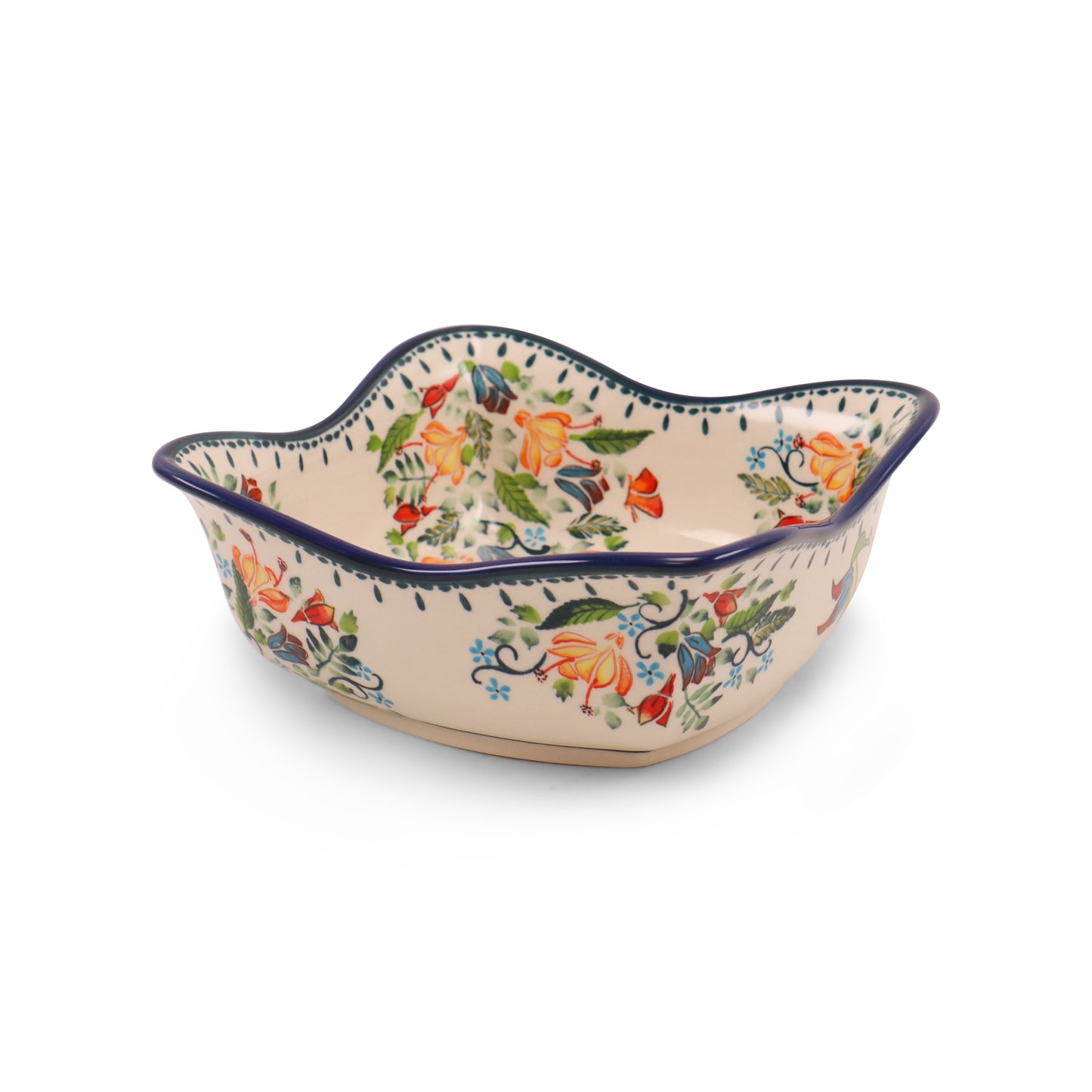 7.5" Square Salad Bowl. Pattern: Sweet Sip