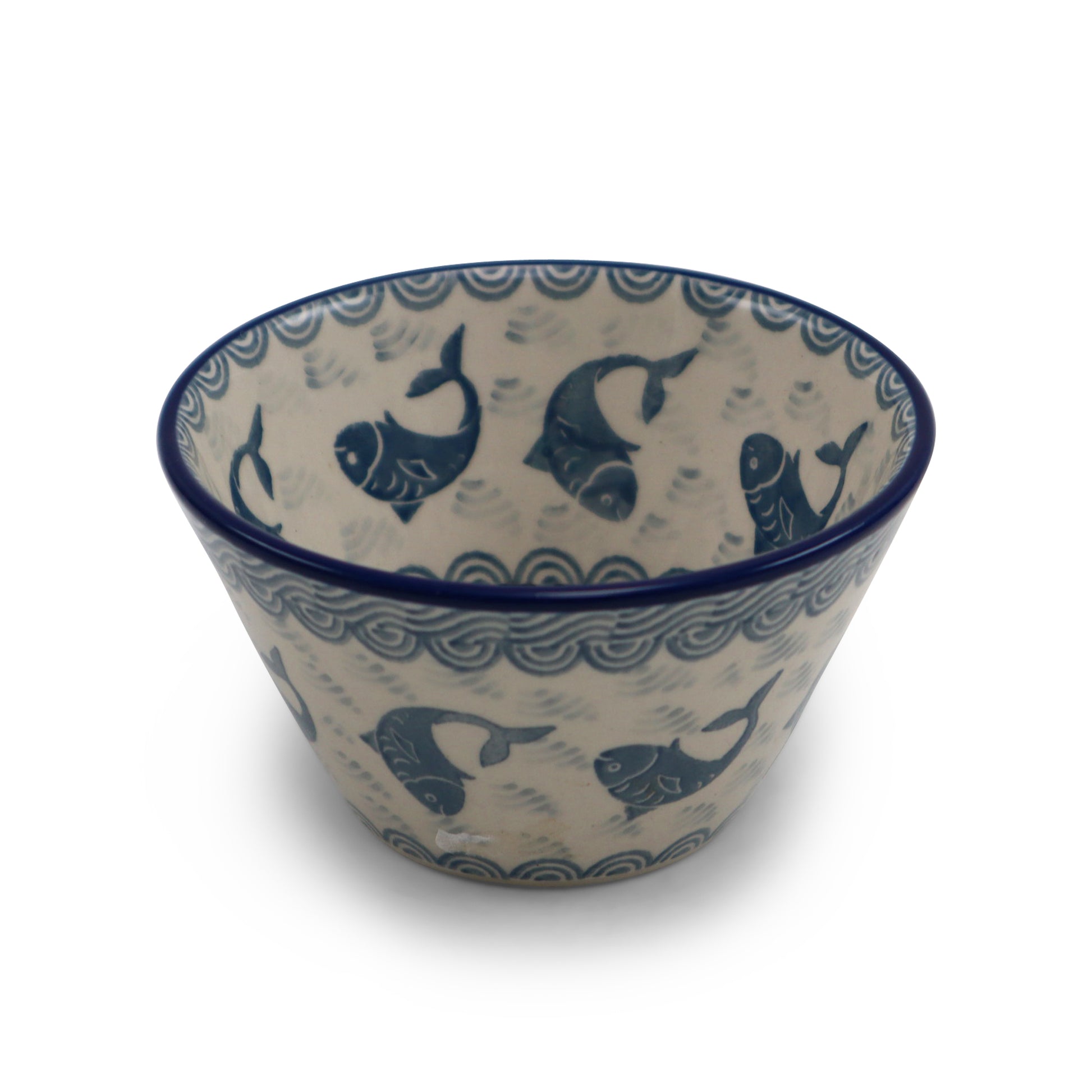 4"x2.5" Round Conical Bowl .Pattern: Catfish