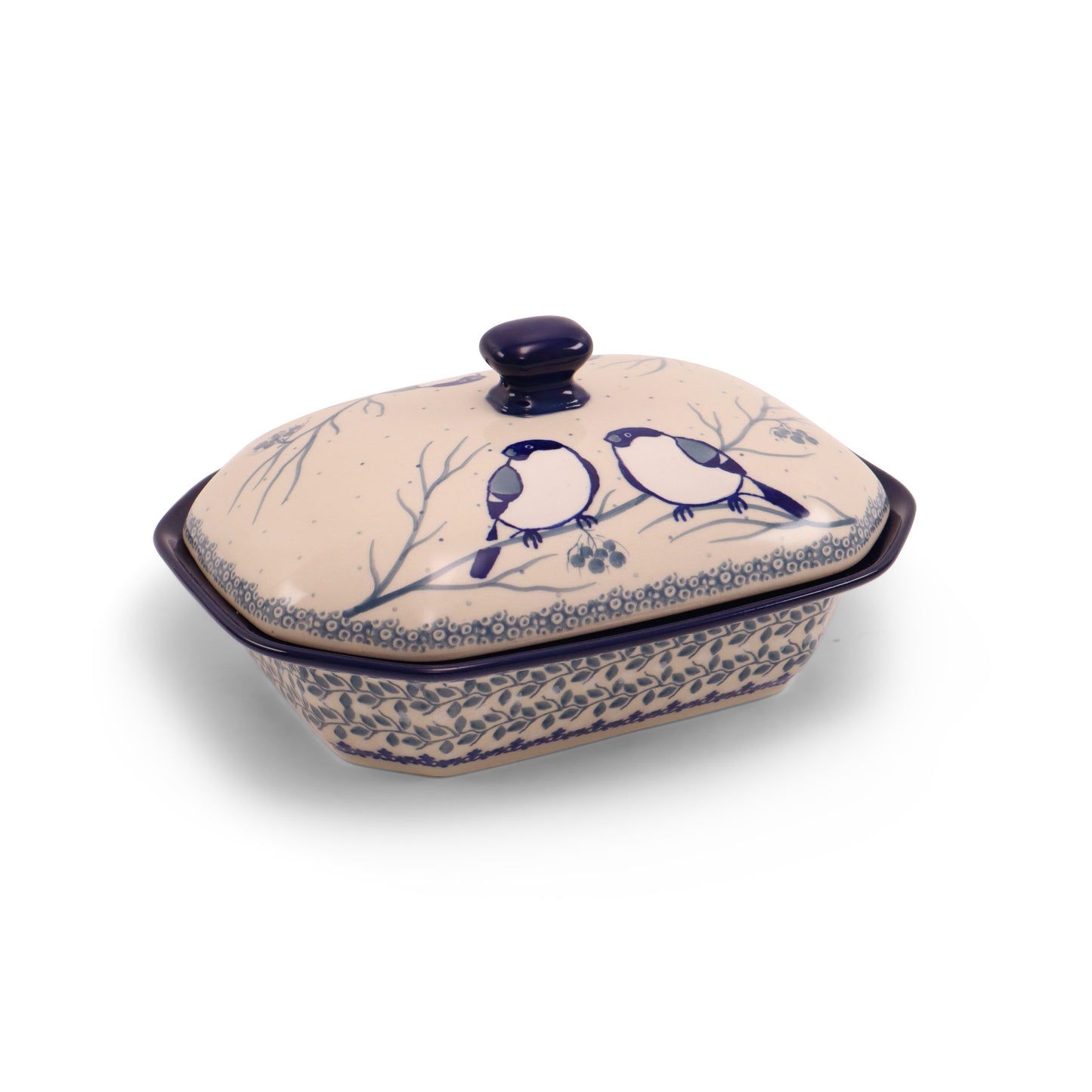 8.5"x6.5" Octagonal Covered Baker.Pattern: Chilled Couple