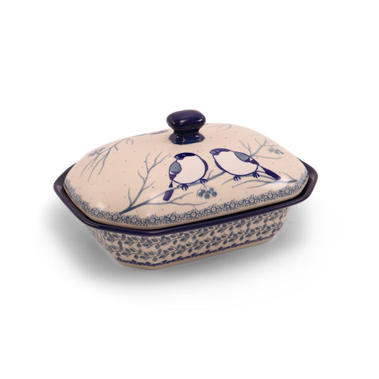 8.5"x6.5" Octagonal Covered Baker.Pattern: Chilled Couple