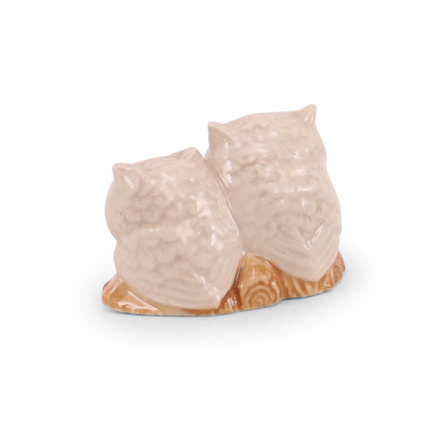 2"x1.5" Perched Owl Figurine. Pattern: Happy Couple