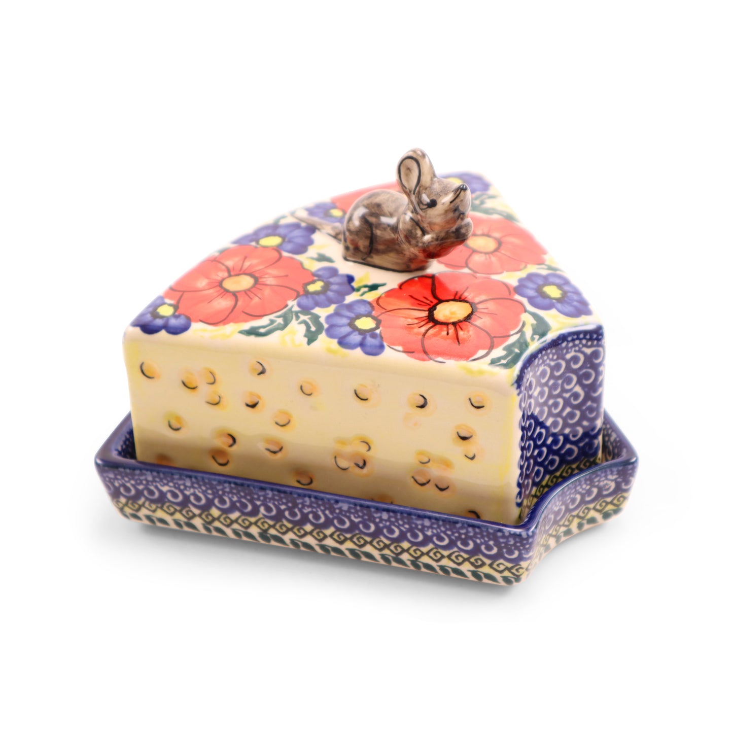 7"x5" Cheese Cover and Plate. Pattern: Poppies