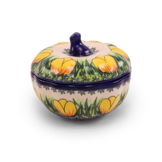 6"x3" Pumpkin Container.Pattern: Tulip Time