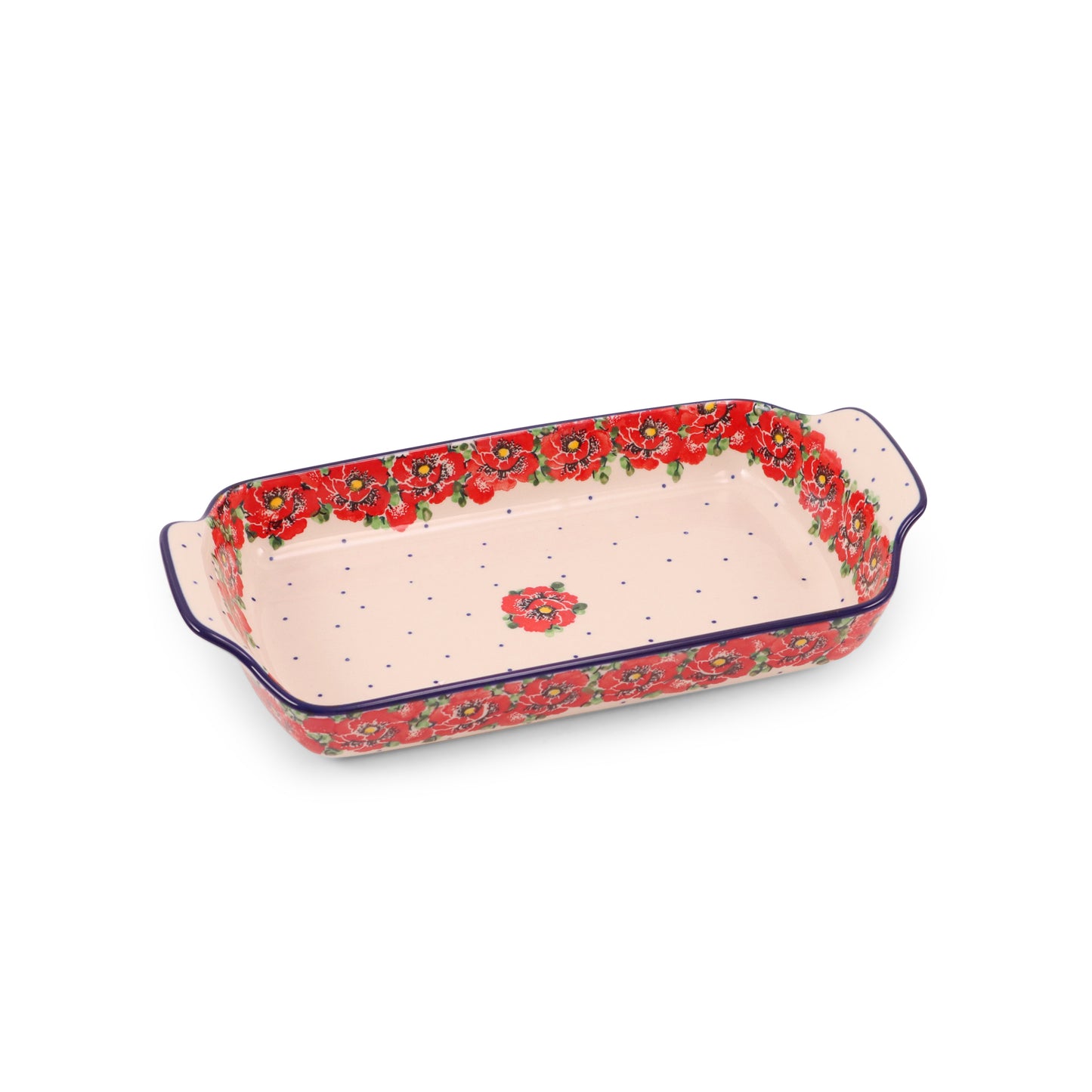 12.5"x6.5" Rectangular Baker with Handles. Pattern: Surroundings Inspiration