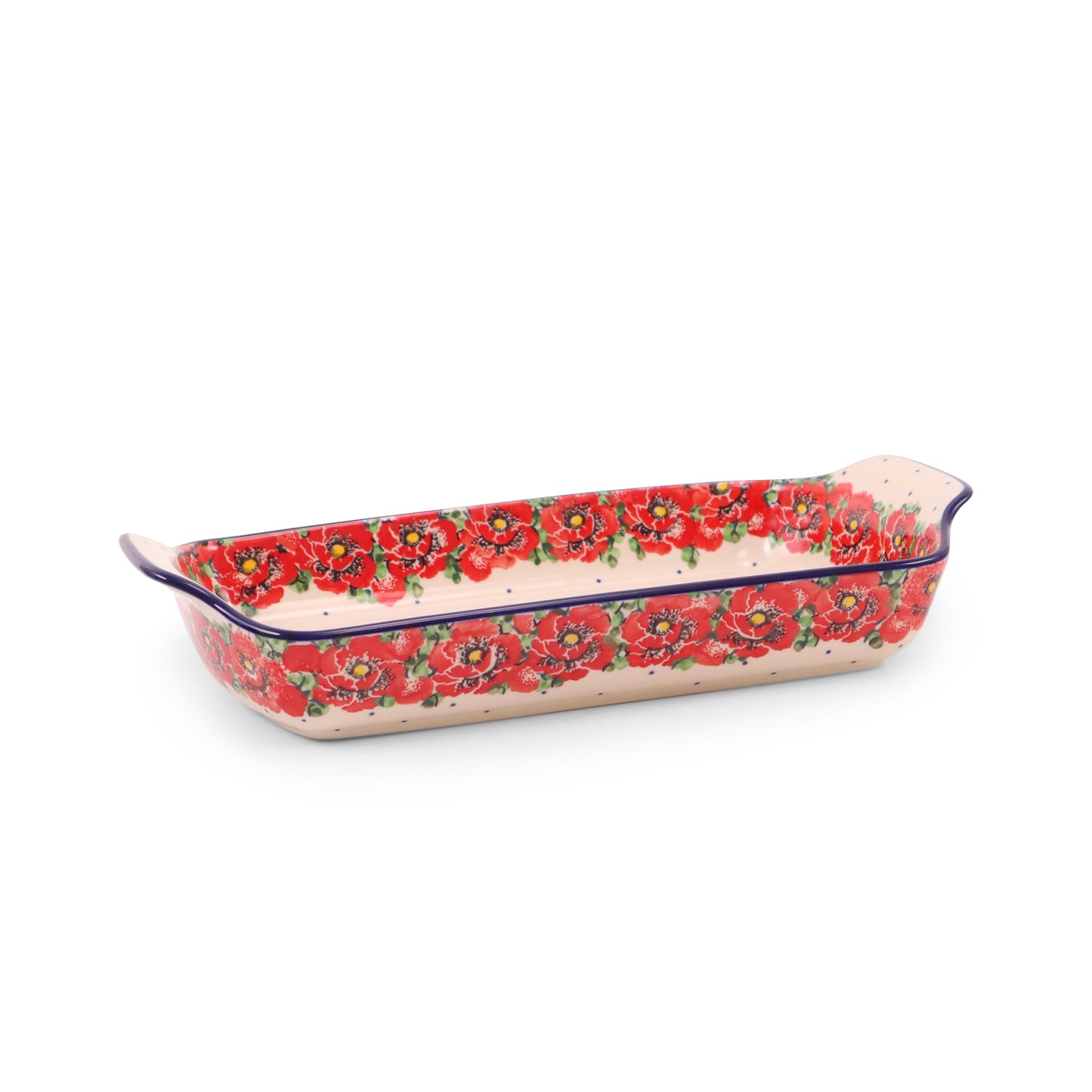 12.5"x6.5" Rectangular Baker with Handles. Pattern: Surroundings Inspiration