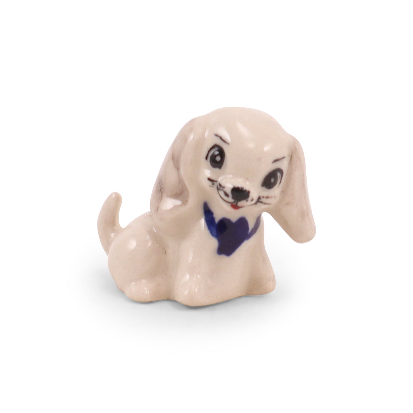 1.5" Dog Figurine. Pattern: Blue Collar