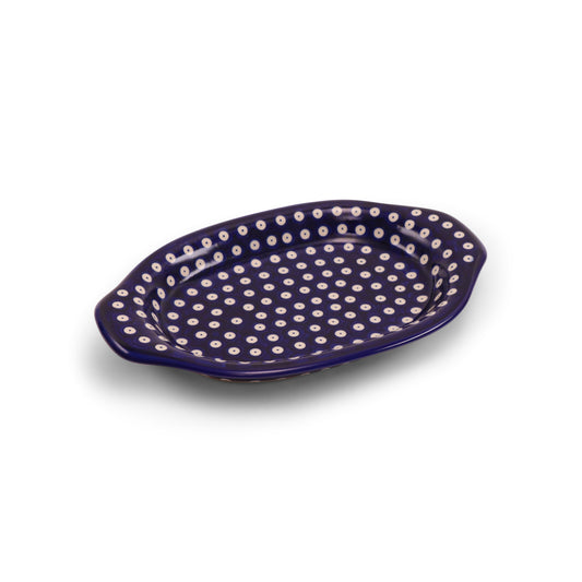 12"x8" Oval Tray with Handles.Pattern: Owl Eye