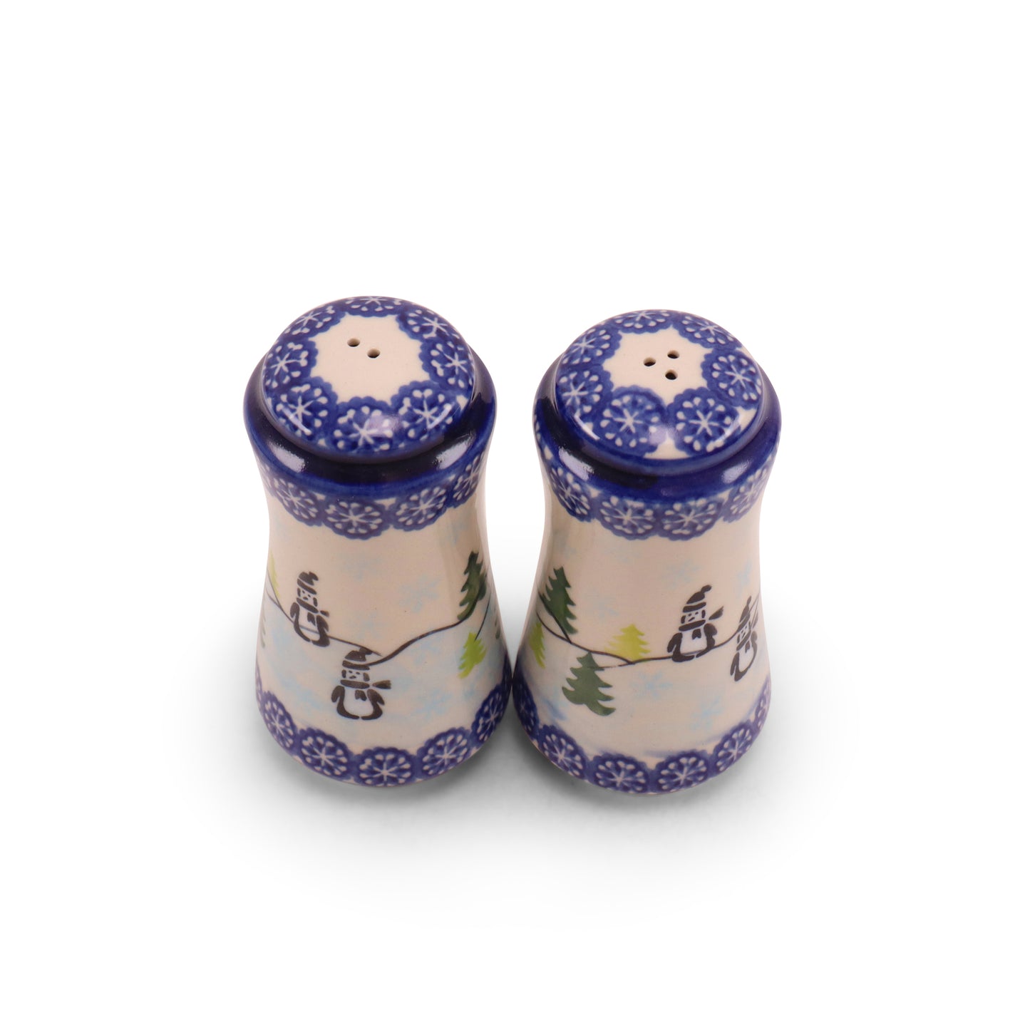 2.5"x5" Salt and Pepper Shaker Set. Pattern: Snowmen