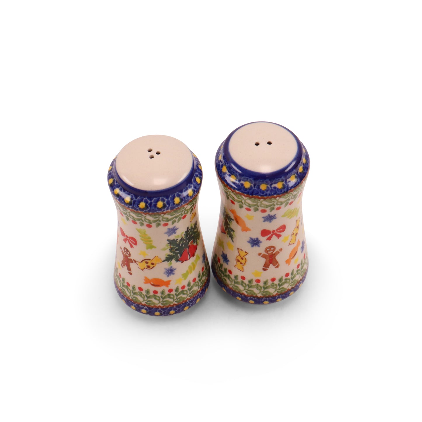 2.5"x5" Salt and Pepper Shaker Set. Pattern: Christmas Treats