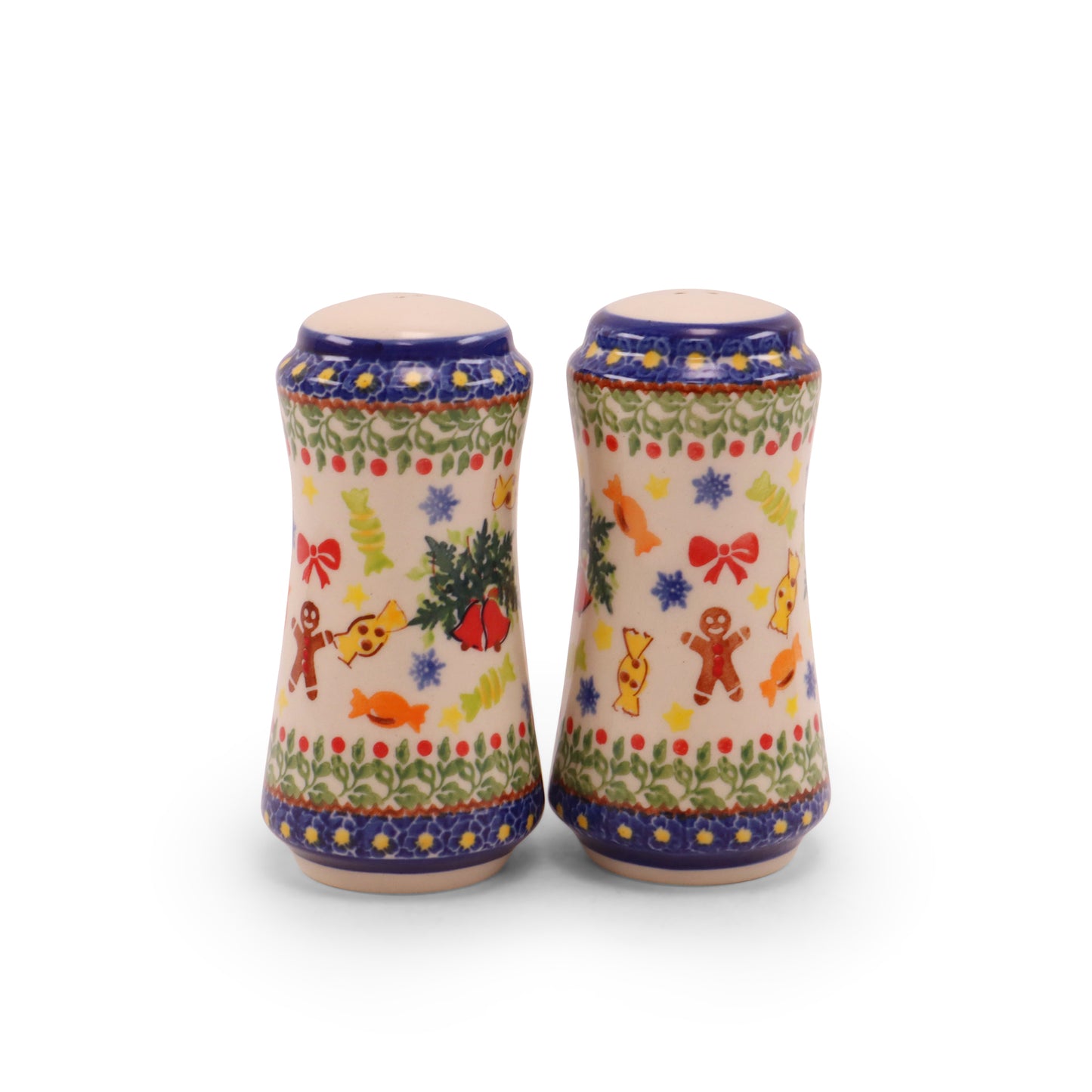 2.5"x5" Salt and Pepper Shaker Set. Pattern: Christmas Treats