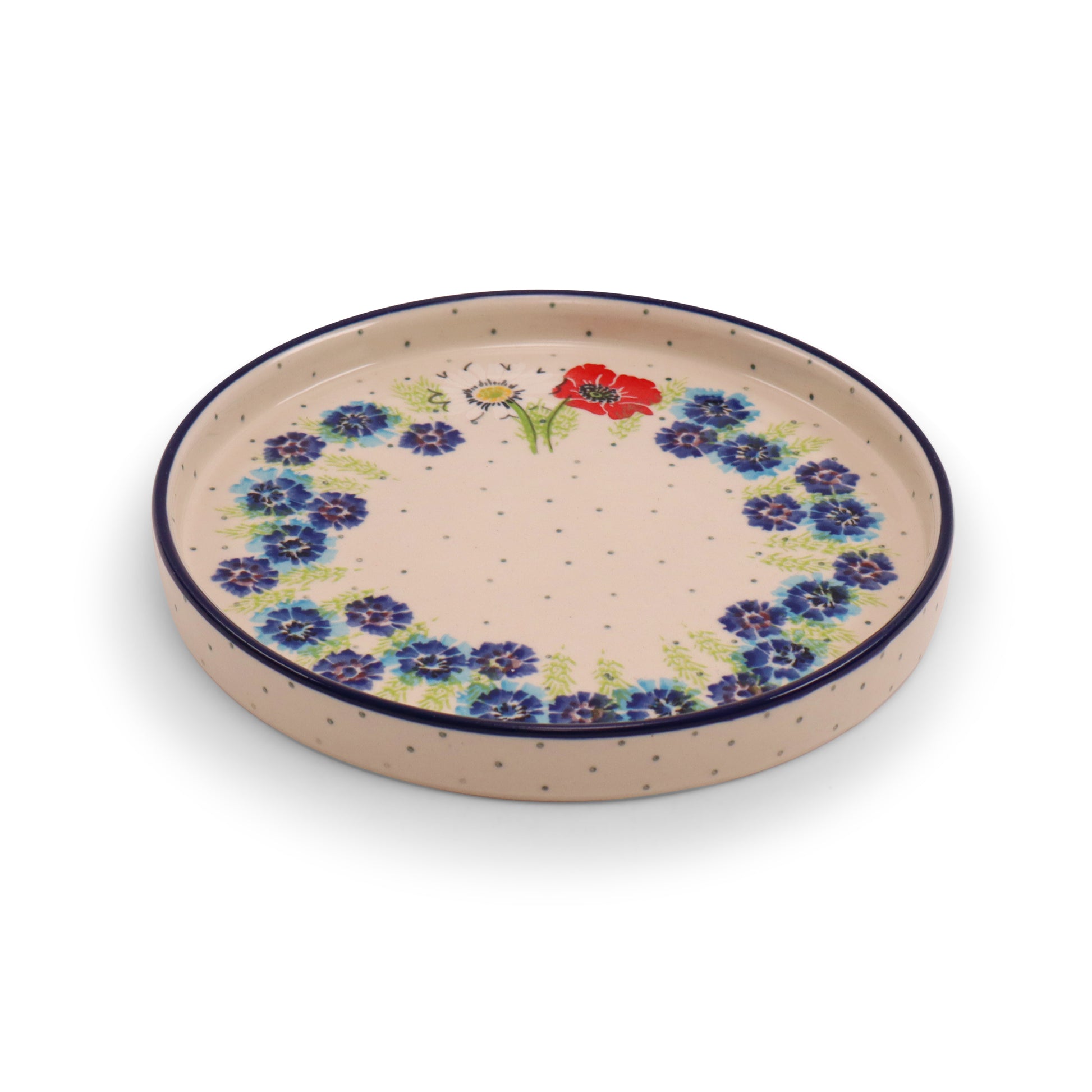 8" Round Rimmed Tray.Pattern: May Day