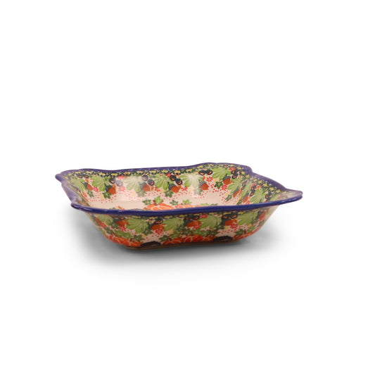 9.5" Square Retro Bowl. Pattern: Fall Forage