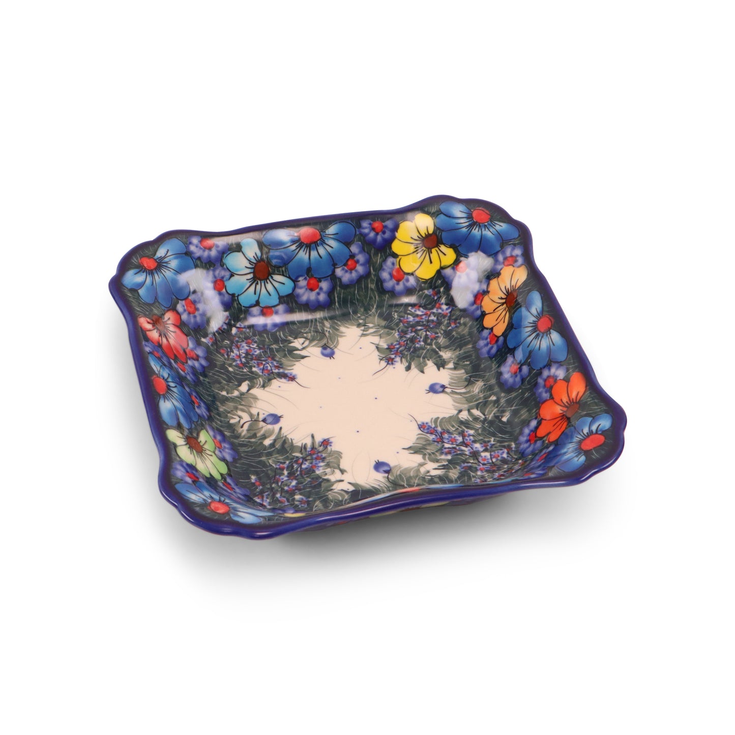 9.5" Square Retro Bowl. Pattern: Brite Bouquet