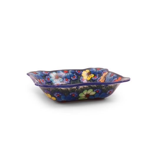 9.5" Square Retro Bowl. Pattern: Brite Bouquet