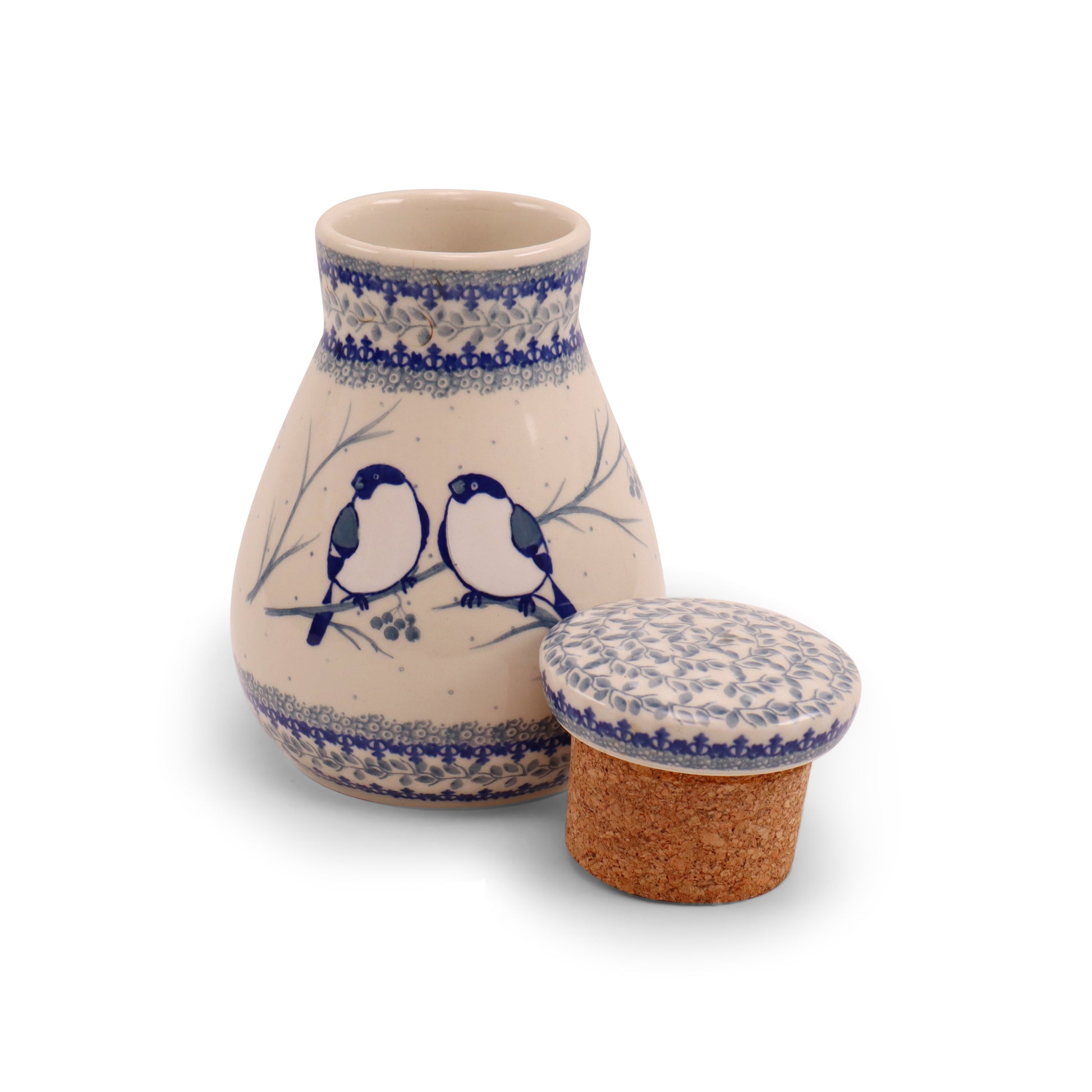 8"x5.5" Container with Cork Lid.Pattern: Chilled Couple